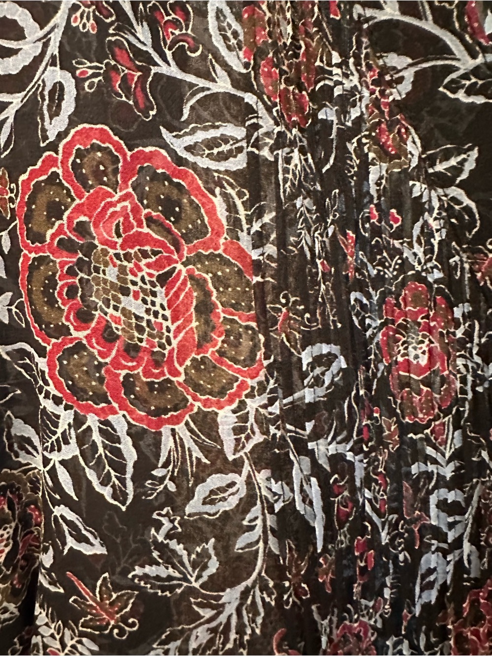 Veronica Beard Black Silk Sheer Floral Pintuck Peasant Blouse - Picture 11 of 12